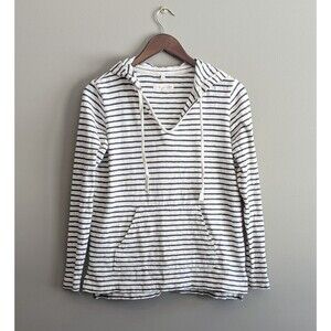 Lou & Grey Loft XS Striped Hoodie Blue White Lightweight Pullover Long Sleeve LS
